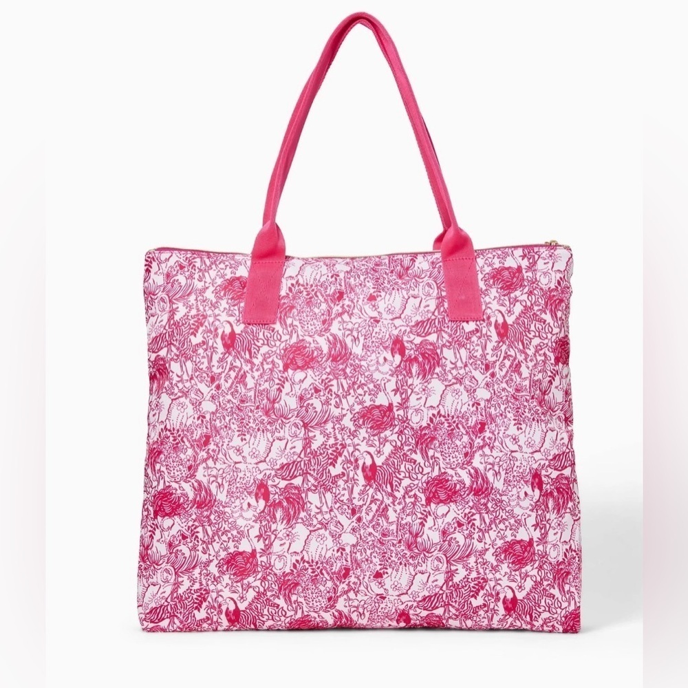 Lilly Pulitzer Raspberry Rouge Floral Piper Packable Tote - Picture 7 of 7
